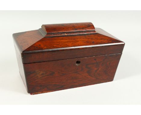 A VICTORIAN ROSEWOOD TEA CADDY, with baize lined interior. 12ins wide.