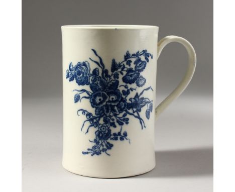 A CAUGHLEY BLUE AND WHITE MUG, with two large sprays of flowers, S mark.