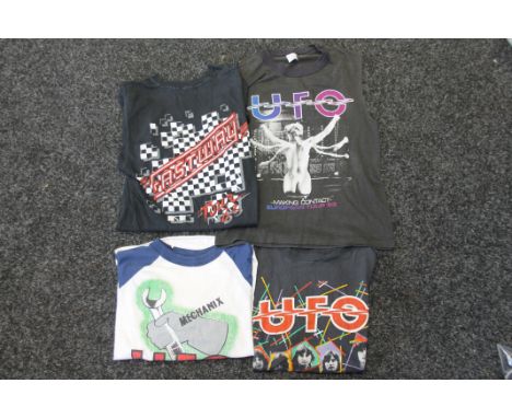 UFO - FASTWAY - 4 vintage metal band tops to include UFO (American Tour 1981 t-shirt, European Tour '83 tank top, Mechanix Am