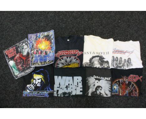 UK & EUROPEAN BAND T-SHIRTS - METAL - 7 vintage metal/thrash t-shirts to include the bands Discharge, Warfare, ADX, Warlock, 