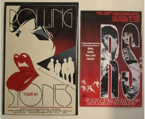 ROLLING STONES - 2 x Rolling Stones posters to include 'Tour '81' in Pontiac (32x49.5cm) and their performance in Las Vegas 2