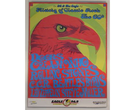 DOORS - a '96.6 The Eagle History of Classic Rock - The 60s' poster signed by Doors guitarist Robby Krieger. Artists on poste