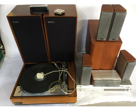 RECORD PLAYER & HIFI - Lenco Goldring GL78 with 2 Celestion 15 Speakers and a Denon DVD Surround Sound speaker set. Also incl