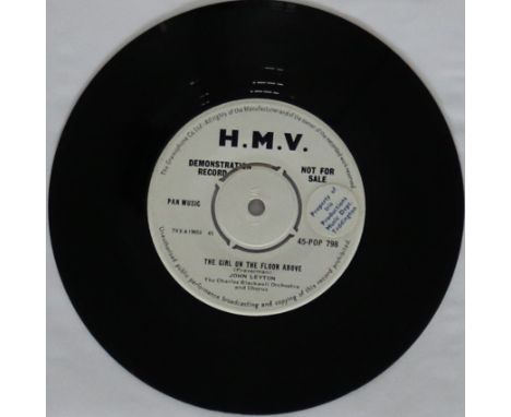 JOHN LEYTON - THE GIRL ON THE FLOOR ABOVE - DEMO - An immaculate demonstration 7" from the famed English actor/musician (45-P