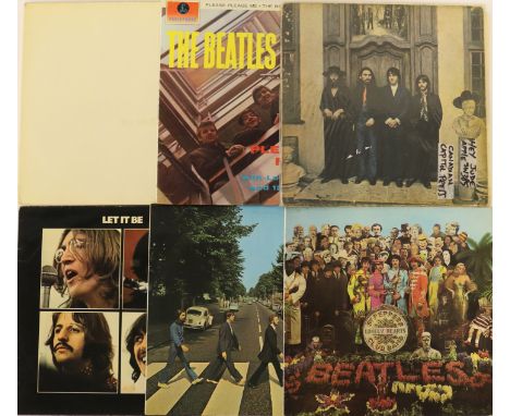 THE BEATLES - STUDIO LPs - A near complete run of 10 x early issue LPs. Titles are Please Please Me (PMC 1202 4th UK, 'Parlop