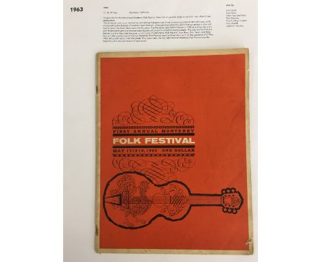 MUSIC PROGRAMME - BOB DYLAN - a programme for the first annual Monterey Folk Festival 1963 with Bob Dylan in his first major 