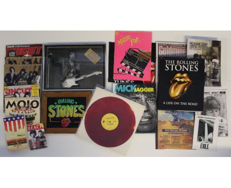 ROLLING STONES - a selection of Rolling Stones related memorabilia to include a Cocksucker Blues LP, a photo of Mick Jagger w