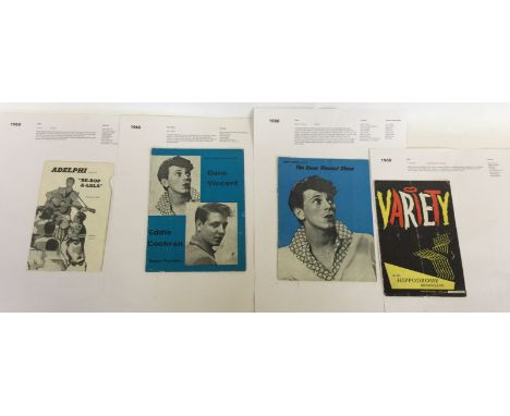 MUSIC PROGRAMMES - GENE VINCENT / EDDIE COCHRAN - 4 music programmes from 1960 (pre and post Cochran's death) to include the 