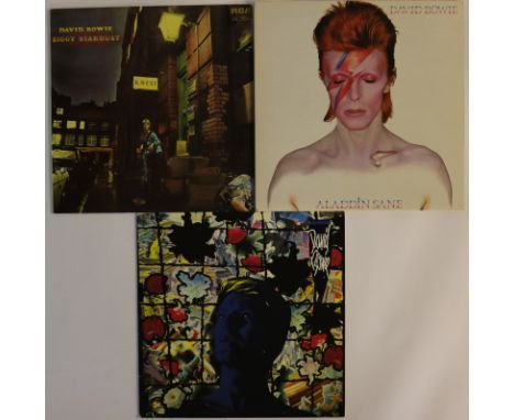 DAVID BOWIE - A fantastic set of 3 x lovely condition studio LPs. Titles are The Rise And Fall Of Ziggy Stardust And The Spid