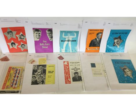MUSIC PROGRAMMES - BILLY FURY - an incredible collection of Billy Fury programmes, tickets and handbills ranging from 1959-19