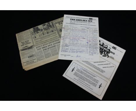 MICK JAGGER - THE CHELSEA SIX - 2 sponsorship sheets signed by Rolling Stone Mick Jagger from 1976 obtained by Melvin Hendra 