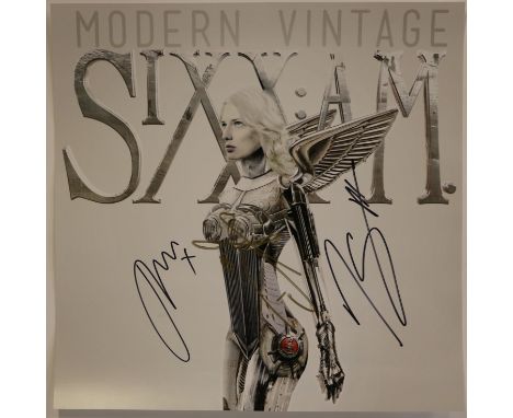 MOTLEY CRUE - SIXX: AM - a Modern Vintage SIXX: AM poster signed by James Michael, DJ Ashba and Nikki Sixx. Measuring 41x41cm