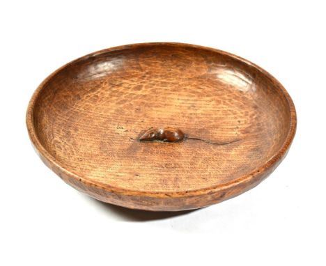 Mouseman: A Robert Thompson English Oak Fruit Bowl, tooled interior and exterior, with carved mouse signature to the interior