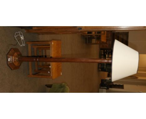 Mouseman: A Robert Thompson English Oak Standard Lamp, octagonal column and base, with carved mouse signature, 142cm