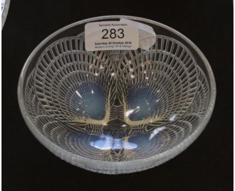 René Lalique (French, 1860-1945): An Opalescent and Clear Glass Coquilles Bowl, wheel cut mark R LALIQUE FRANCE, engraved No.