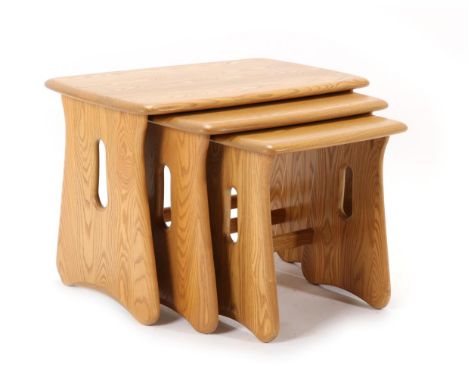 A Set of Ercol Windsor Light Ash Nesting Tables, modern, 63cm by 41cm by 44cm