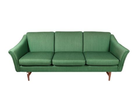 A 1960s Danish Three-Seater Sofa, with original green wool upholstery, on teak supports, 162cm by 65cm by 70cm; and A Matchin