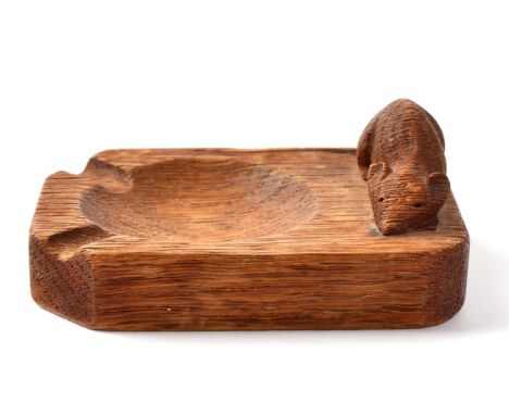 Mouseman: A Robert Thompson English Oak Ashtray, of standard rectangular form, with carved mouse signature, 10.5cm
