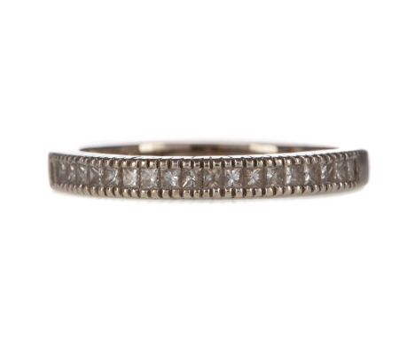 DIAMOND HALF ETERNITY RING,the princess cut diamonds totalling approximately 0.60 carats, marked 14K, size K 1/2, 2.2g