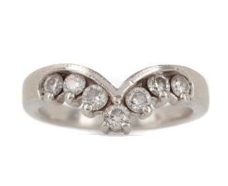 DIAMOND WISHBONE RING,the round brilliant cut diamonds totalling approximately 0.50 carats, in platinum, size I 1/2, 6g