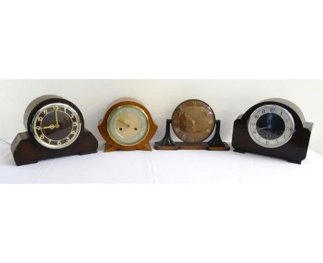 SMITHS WALNUT CASED MANTEL CLOCK
with a eight day movement and circular dial with Roman numerals; together with a Smiths 30 h