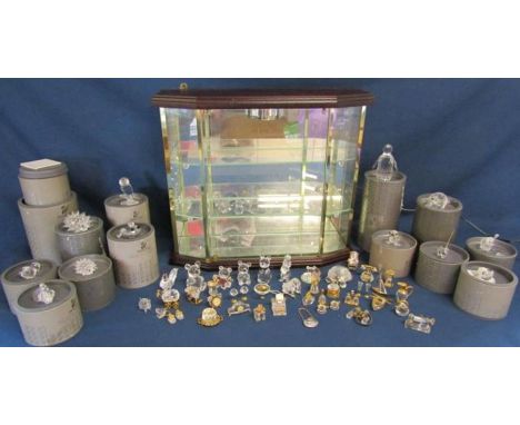 Collection of Swarovski crystal pieces - some boxed - with light up display cabinet, includes 'Memories' range baby shoes, ca
