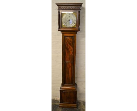 Early 20th century grandmother clock in a mahogany case with an 8 day movement, brass &amp; silvered dial Ht 183cm