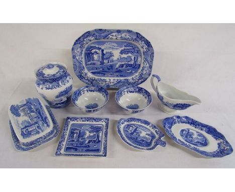 Collection of Spode Italian blue and white china including gravy boat and butter dish etc