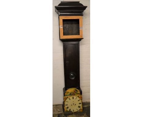 18th century longcase clock case with a Victorian painted dial & a single weight