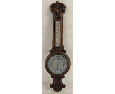 Early 20th century oak barometer Ht 89cm&nbsp;