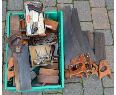 Quantity of vintage hand saws and other various tools&nbsp;