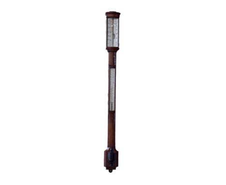 A second half of the 19th century mahogany barometer by C.W Dixey , London (New Bond Street), 'Optician to the Queen'. The iv