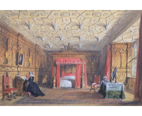 Joseph Nash O.W.S. (1809-1878), "Sizergh Castle, Cumbria - The Inlaid Chamber", unsigned, watercolour, 29.5 x 44cm, 11.75 x 1