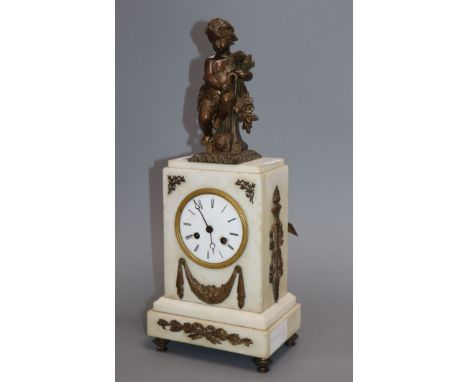 A French marble and bronzed metal mantel clock height 40cm