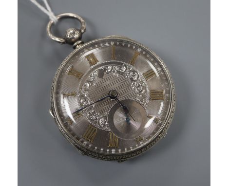 John Forrest, London, a Victorian silver open-face key-wind pocket watch No. 79939, having engine-turned and gold-inlaid dial