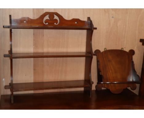 A late Victorian mahogany hanging book shelf and a mahogany wall bracket Bracket W.66cm