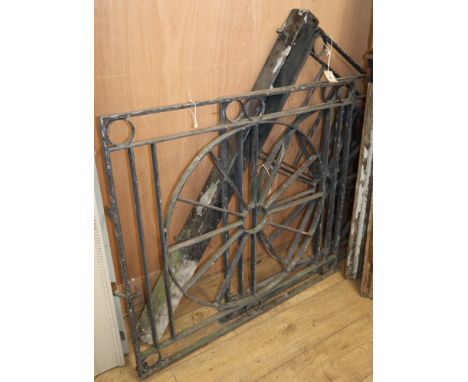 A pair of wrought iron gates and post each gate 100 x 92cm