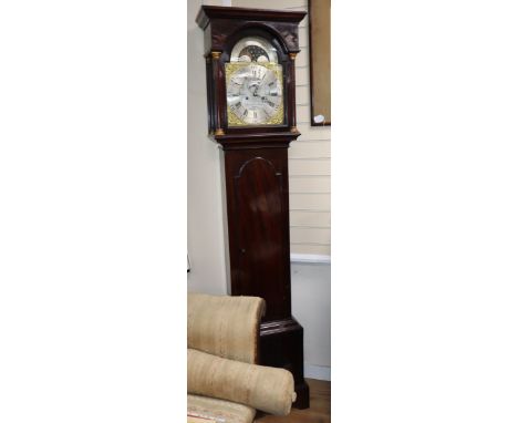 A George III mahogany eight-day longcase clock by Joseph Bowles, Winbourn [sic], silvered and gilt Roman dial H.246cm
