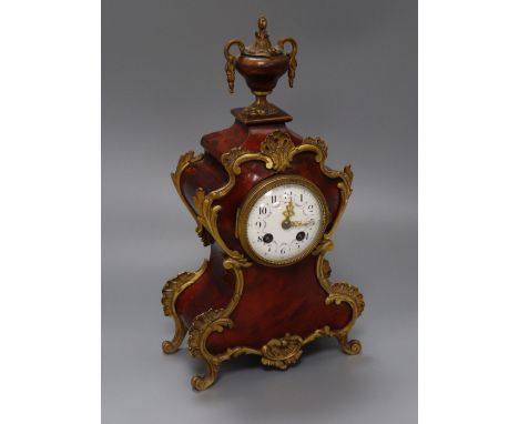 A French scarlet tortoiseshell mantel clock height 31cm