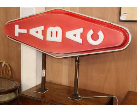A vintage French Tabac illuminating shop sign L.140cm