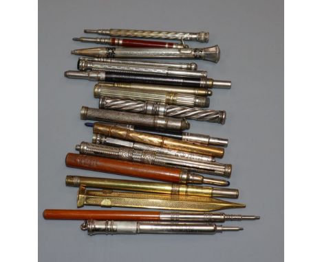 Eighteen vintage metal pencils