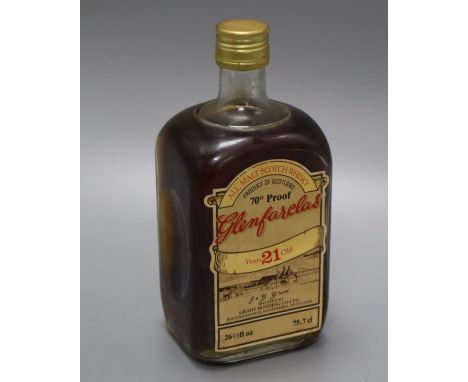 Glenfarclas 21 Years Old All Malt Scotch Whisky, 70% Proof, 75.5cl, in older style square bottle
