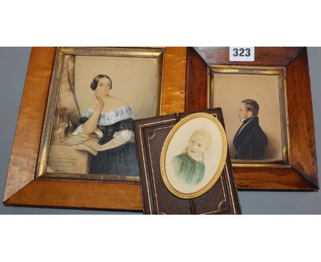 Three Victorian framed portrait miniatures