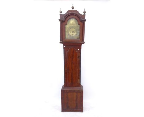 OGDON, DARLINGTON - an 18th century 8-day longcase clock, with arch-top brass dial and 2 subsidiary dials, mahogany-cased, wi