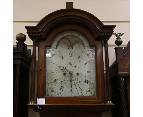 ROB FULFORD OF PLYMOUTH DOCK - a Sheritan flame mahogany-cased 8-day longcase clock, white enamel arch-top dial with moonphas