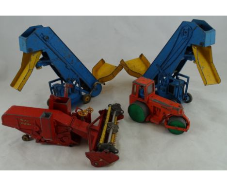 Dinky 2 elevator loaders & roller + Corgi combine harvester  