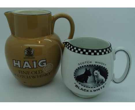 Carlton Ware Haig Fine Old Scotch Whisky jug + Black & White jug (A/F)  