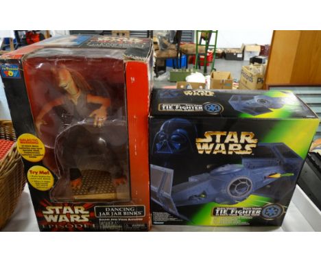 Boxed Star Wars Dancing Jar Jar Binks + Star Wars Tie Fighter  
