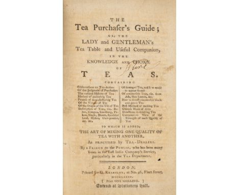 Tea.- "Friend to the Public" Tea Purchaser's Guide, first edition, some autograph corrections and annotations, one to title, 