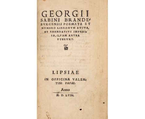 Sabinus (Georgius) Poemata et Numero Librorum et aliis additis aucta et emendantius denuo edita, collation: A-AA8, occasional